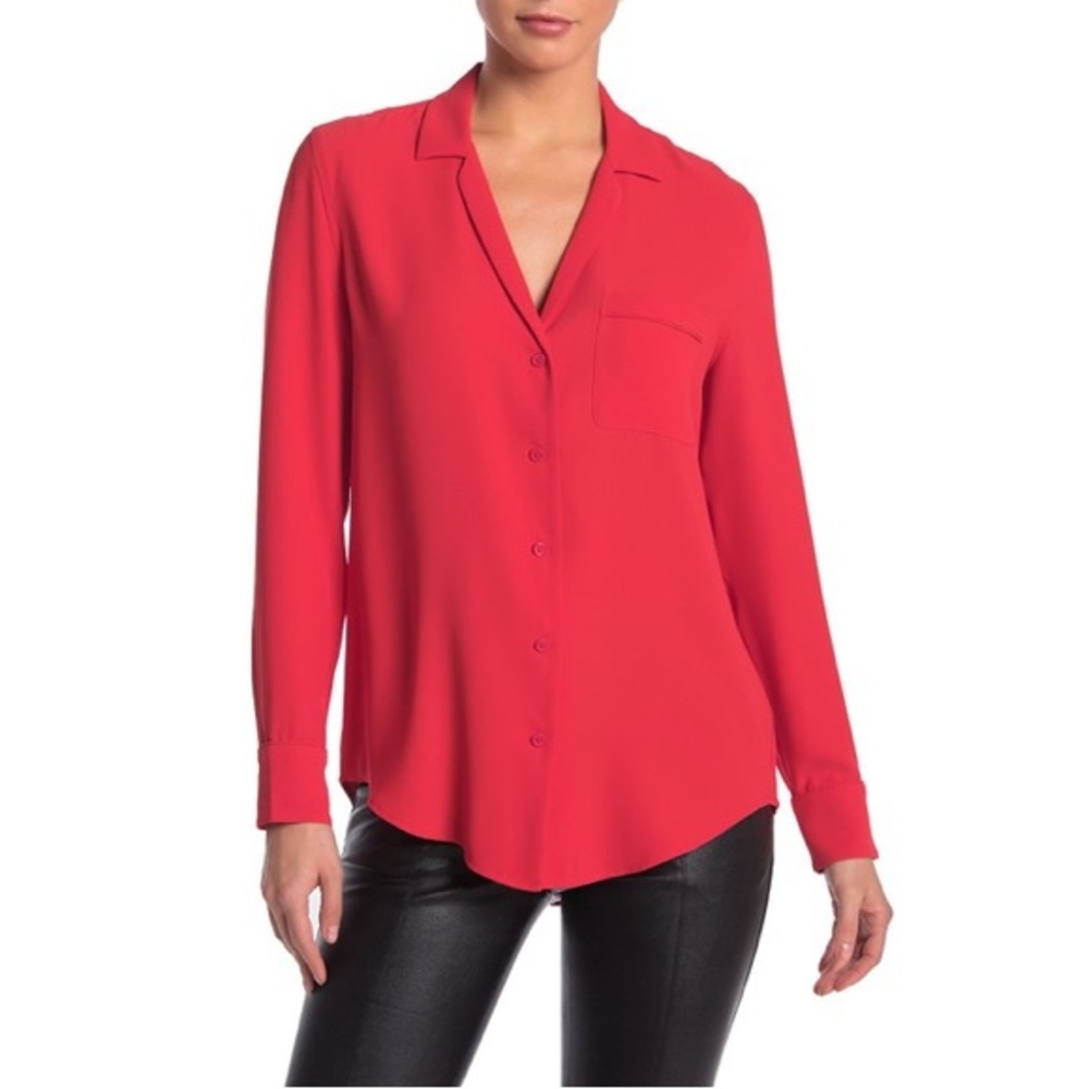 Equipment Red Keira Collared Blouse Small
